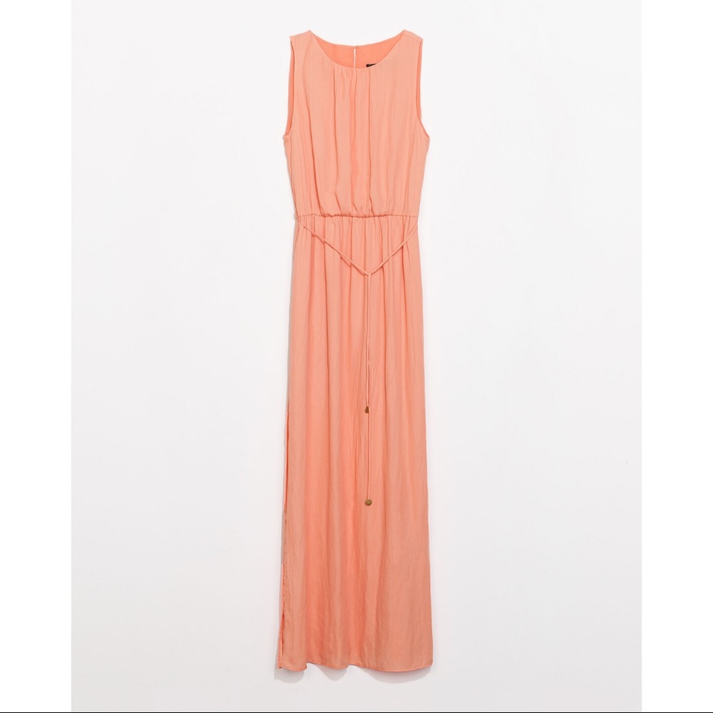 ZARA PEACH MAXI DRESS WITH BELT